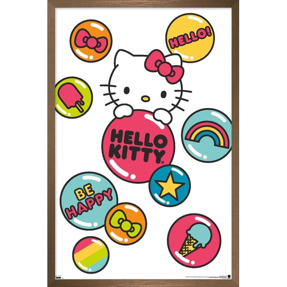 Hello Kitty: 20 General - Buttons Wall Poster, 22.375" x 34" Framed