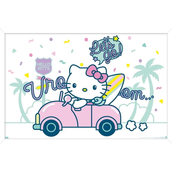 Hello Kitty: 20 Kawaii Vacation - Let's Go Wall Poster, 22.375" x 34" Framed
