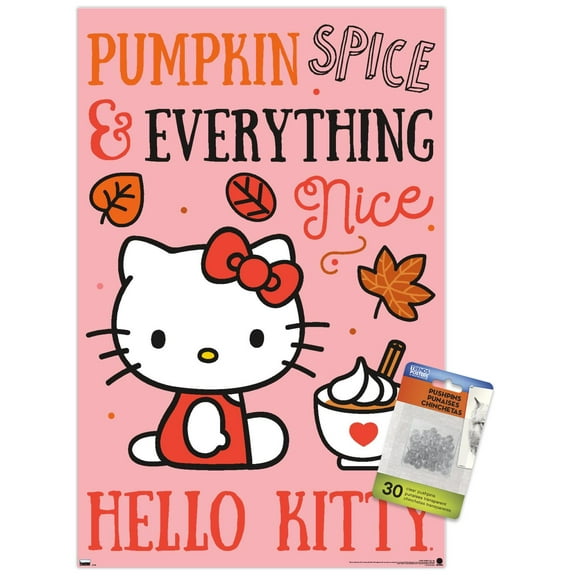 Hello Kitty: 20 Pumpkin - Nice Wall Poster with Push Pins, 14.725" x 22.375"