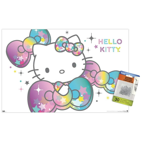 Hello Kitty: 20 Starshine - Bow Wall Poster with Push Pins, 14.725" x 22.375"