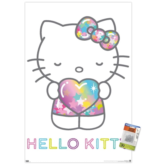 Hello Kitty: 20 Starshine - Heart Wall Poster with Push Pins, 22.375" x 34"