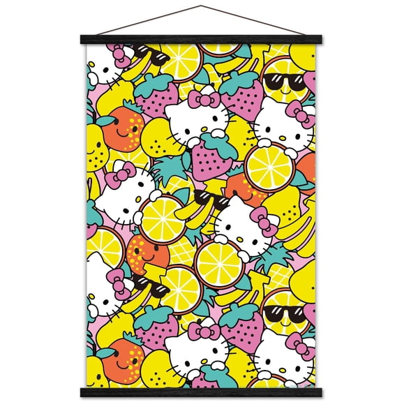 Hello Kitty: 2016 Fun and Fruity - Sweet Citrus Collage Wall Poster with Magnetic Frame, 22.375" x 34"