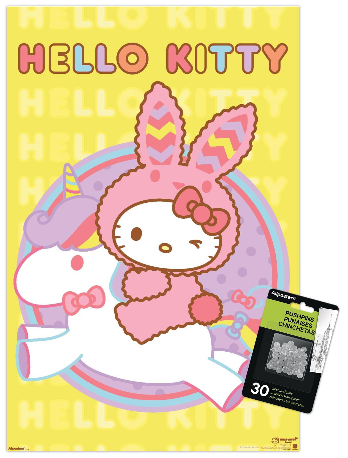 HELLO KITTY ショッピングモール ピンバッチ 全28種類 Hello Kitty: 2021 Spring - Unicorn Bunny Joy Wall Poster with Push