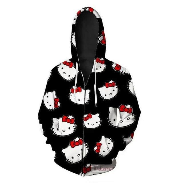 Hello Kitty 2024 Clothing Yellow Hoodie College Zip Sweatshirt Women‘s ...