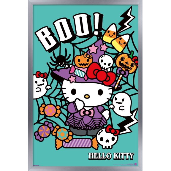 Hello Kitty: 2024 Witch Night - Boo Time with Kitty Wall Poster, 14.725" x 22.375" Framed