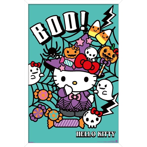 Hello Kitty: 2024 Witch Night - Boo Time with Kitty Wall Poster, 14.725" x 22.375" Framed