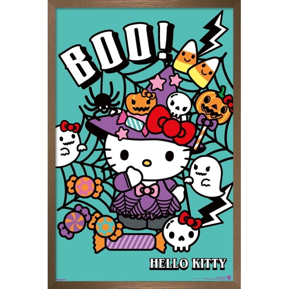 Hello Kitty: 2024 Witch Night - Boo Time with Kitty Wall Poster, 22.375" x 34" Framed