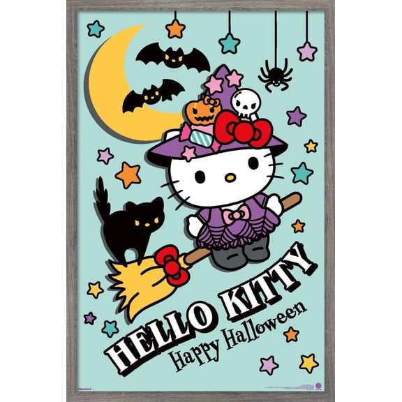 Hello Kitty: 2024 Witch Night - Witchy Broom Fun Wall Poster, 14.725" x 22.375" Framed