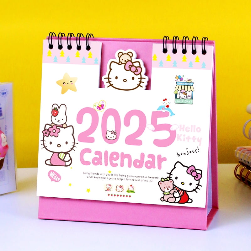 Hello Kitty 2025 Calendar Sanrio Desk Calendar Ornament Cartoon Kawaii Planner Agenda Daily