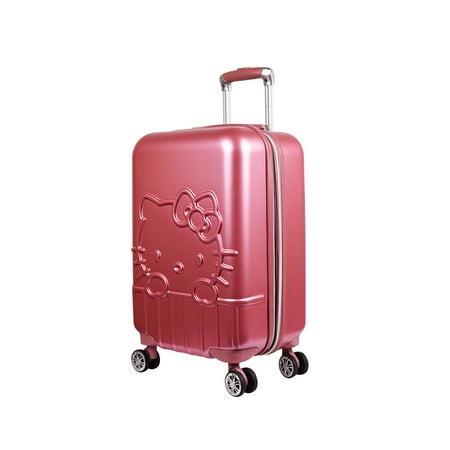 Hello Kitty 21 Inch Rolling Luggage, Hardshell Carry On Suitcase with Wheels, Pink