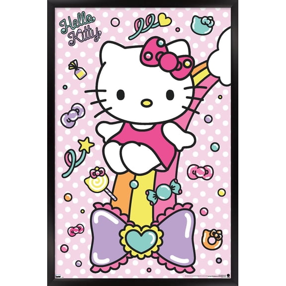 Hello Kitty: 21 Sugar Rush - Rainbow Wall Poster, 14.725" x 22.375" Framed