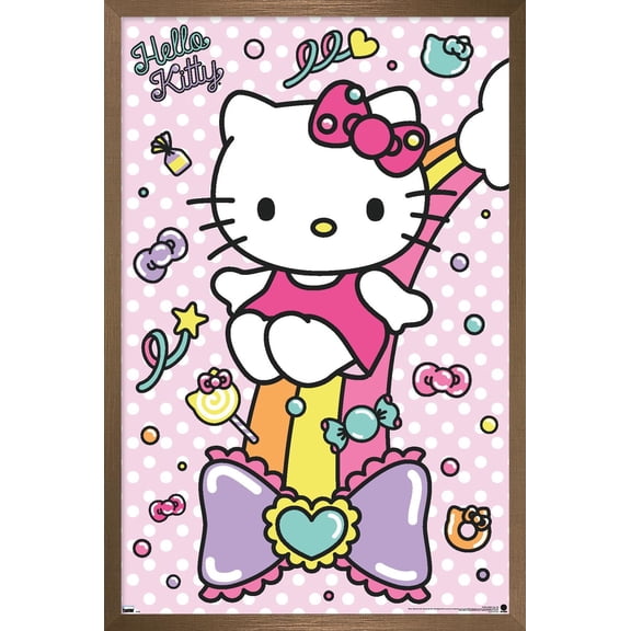 Hello Kitty: 21 Sugar Rush - Rainbow Wall Poster, 14.725" x 22.375" Framed