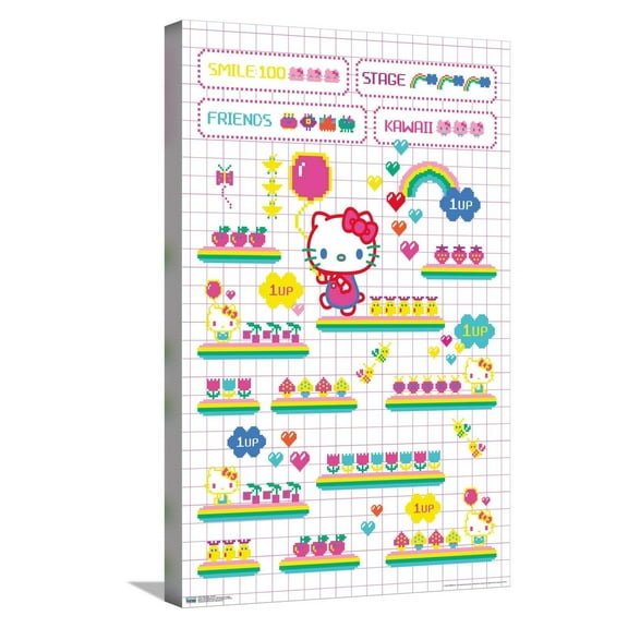 Hello Kitty: 22 Kawaii Arcade - Screen Canvas Wall Poster, 14.725" x 22.375"