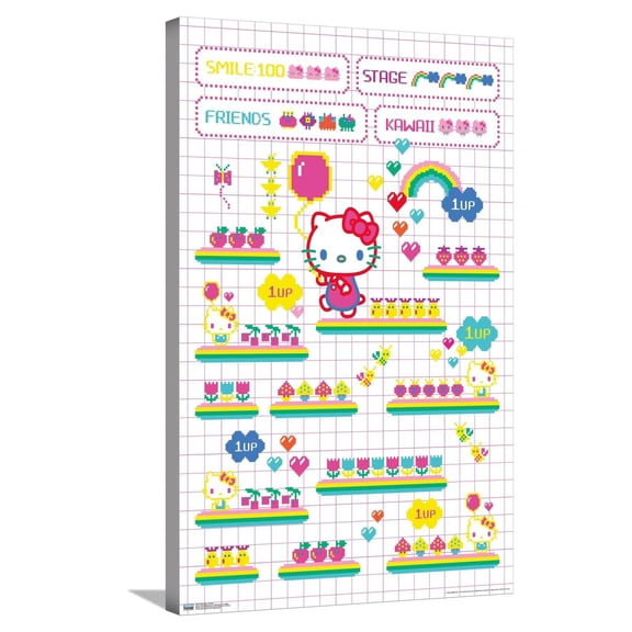Hello Kitty: 22 Kawaii Arcade - Screen Canvas Wall Poster, 22.375" x 34"