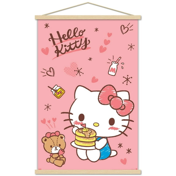 Hello Kitty: 25 Snack Time - Pancakes Wall Poster with Magnetic Frame, 22.375" x 34"