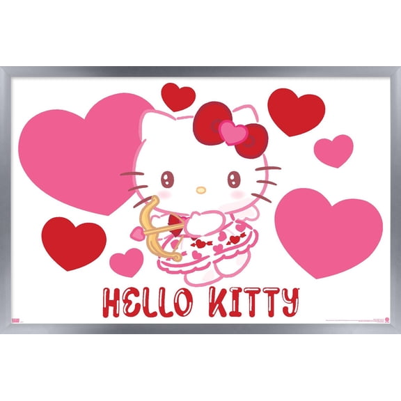 Hello Kitty: 25 Valentine's Day - Bow Wall Poster, 22.375" x 34" Framed