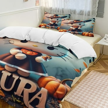 Hello_Kitty 3 Piece Bedding Set Cartoon Comforter Set Cute Duvet Cover Sets Super Soft Aldult Bedding Set Kids Bedroom Gifts,1 Duvet Cover with 2 Pillowcases 90"x90"