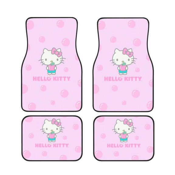 Hello Kitty(31) Car Floor Mats Universal SUV Front Rear Floor Foot Mats 4-Piece Full Set with Non-Slip Rubber Backing