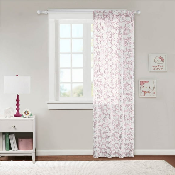 Hello Kitty 38" x 84" Metallic Sheer Curtain Panel