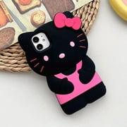 Hello Kitty 3D Cartoon Bow Case For iPhone 15 14 13 Pro Max 11 12 13 XR XS MAX 6 7 8 Plus SE Y2K Anti Fall Silicone Cases Cover