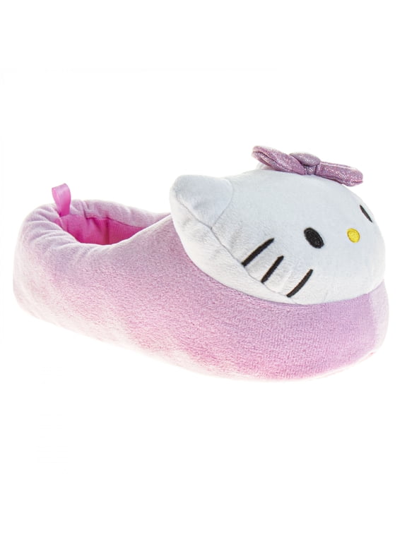 888565-size7-8 3D Face Purple Bow Plush Adults Slippers - Size 7-8