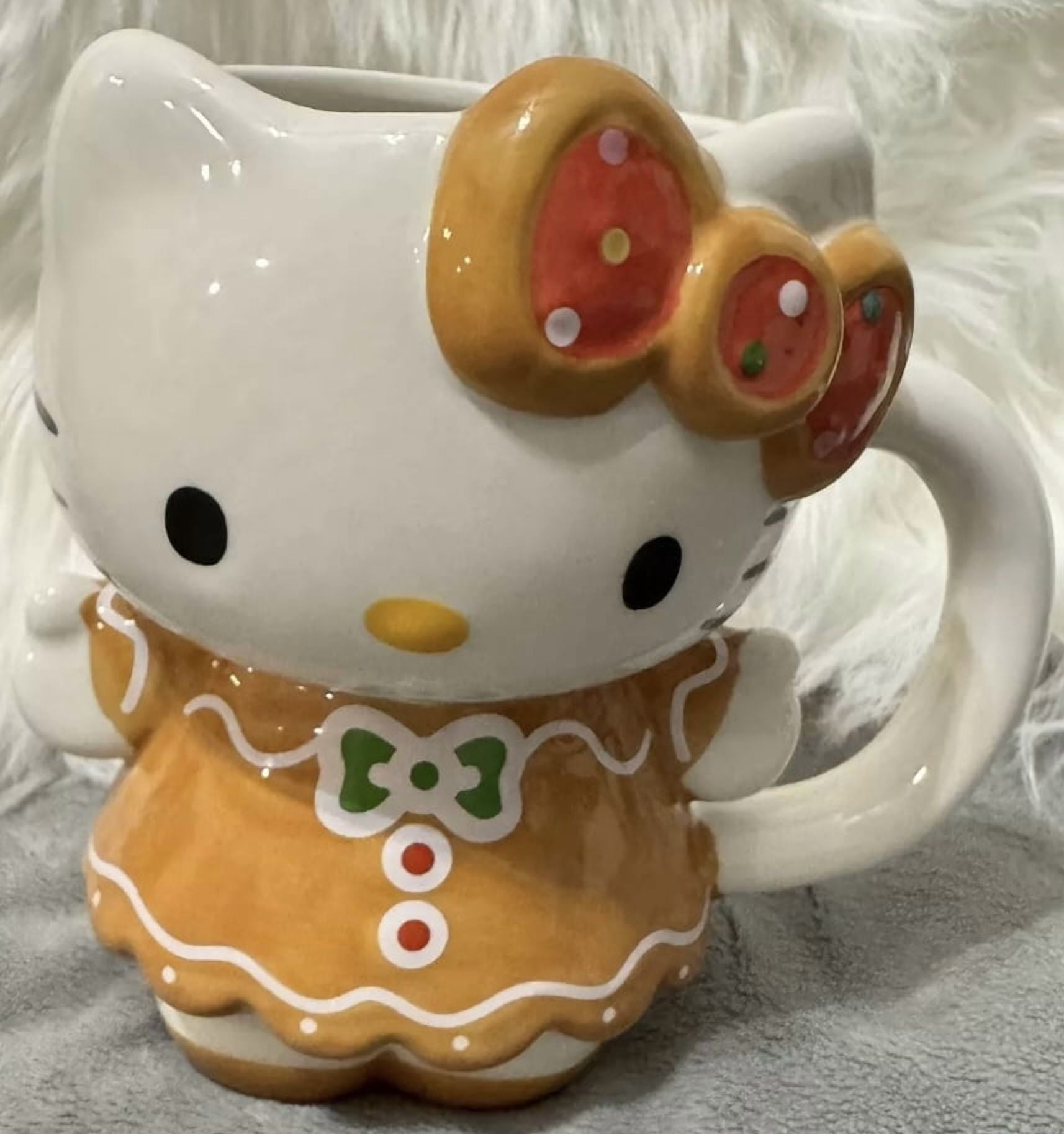 hello kitty christmas dress mug Sanrio Hello Kitty Christmas Candy cane Dress Figural Double Sided Mug Set New