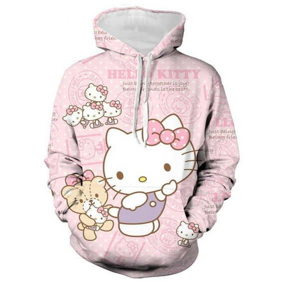 Hello Kitty 3D printed men's and women's couple casual hooded sweatshirts