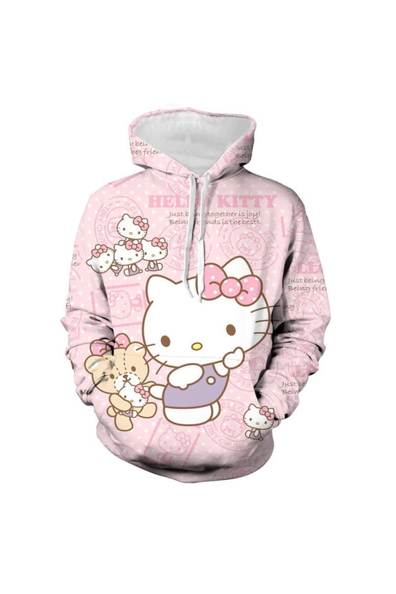 Hello Kitty 3D printed men's and women's couple casual hooded sweatshirts
