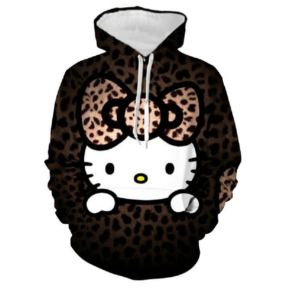 Hello Kitty 3D printed men's and women's couple casual hooded sweatshirts