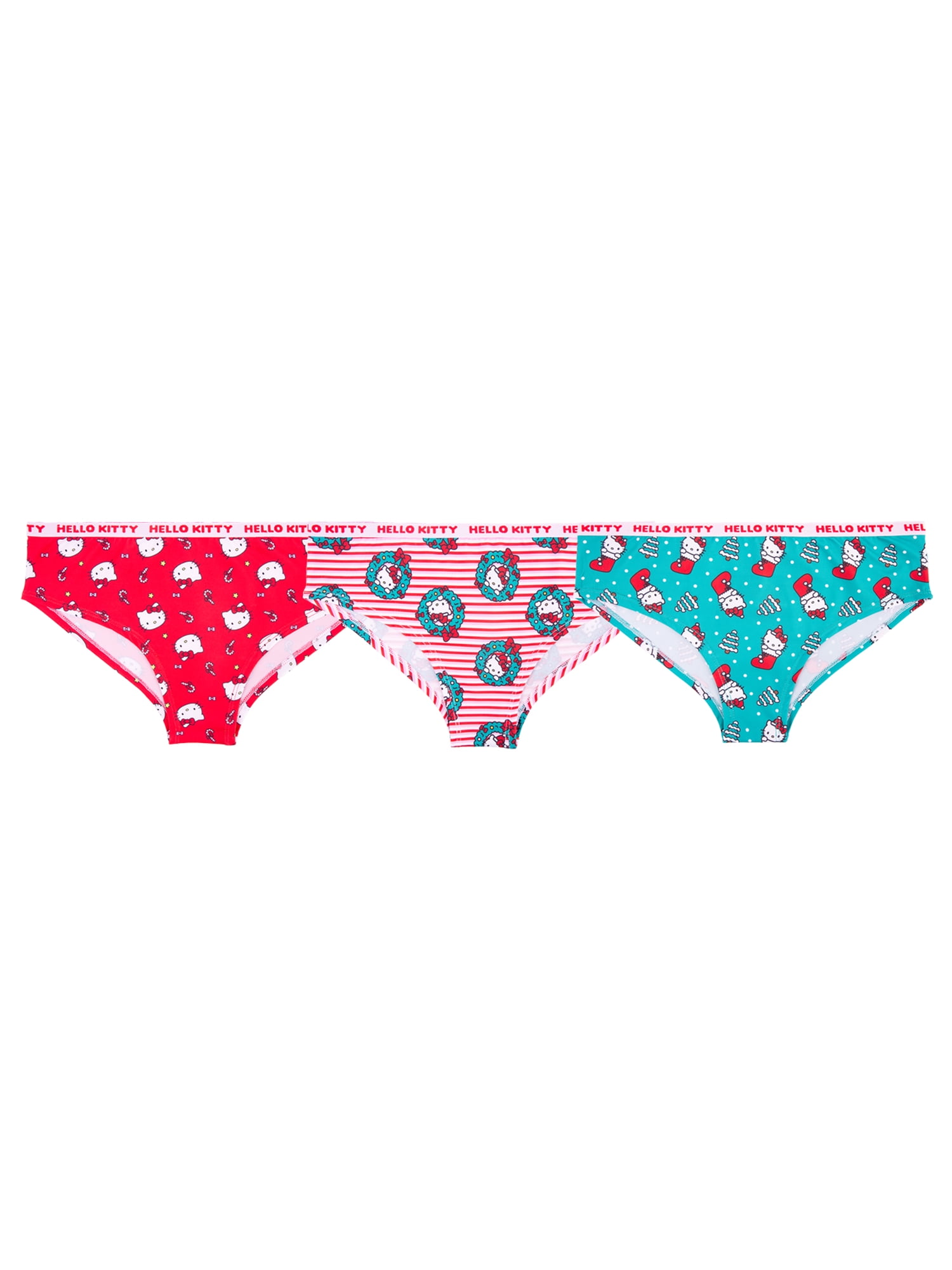 Hello Kitty Women's Comfort Stretch Bikini, 3 Pack Sizes S-XL