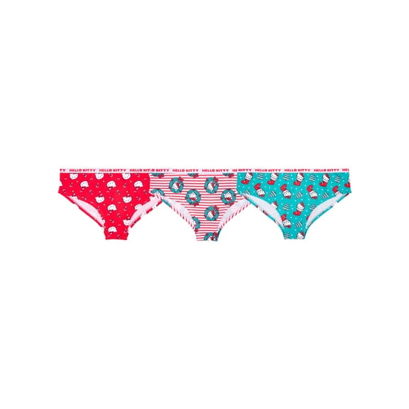 Hello Kitty Women's Comfort Stretch Bikini, 3 Pack Sizes S-XL