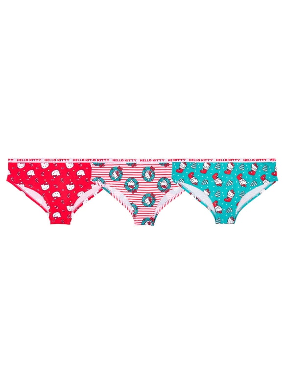 Hello Kitty Women's Comfort Stretch Bikini, 3 Pack Sizes S-XL