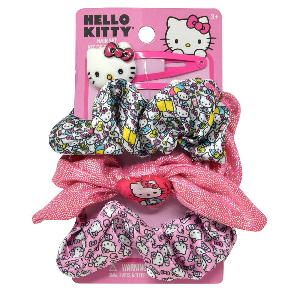 Hello Kitty 3pk Scrunchie w/2 Hair Clips on Card