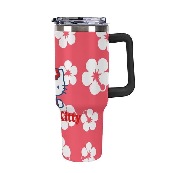 Hello Kitty 40 Oz Tumbler with Handle And Straw, Vacuum Insulated Stainless Steel Double Wall Water Bottle Travel Coffee Mug, Gifts for Women Boys Girls