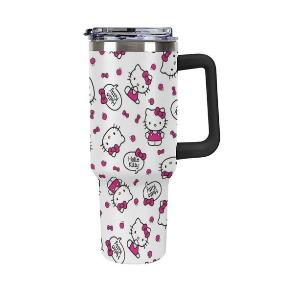 Hello Kitty 40 Oz Tumbler with Handle And Straw, Vacuum Insulated Stainless Steel Double Wall Water Bottle Travel Coffee Mug, Gifts for Women Boys Girls