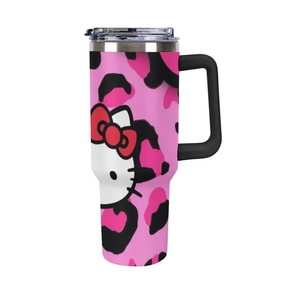Hello Kitty 40 Oz Tumbler with Handle And Straw, Vacuum Insulated Stainless Steel Double Wall Water Bottle Travel Coffee Mug, Gifts for Women Boys Girls