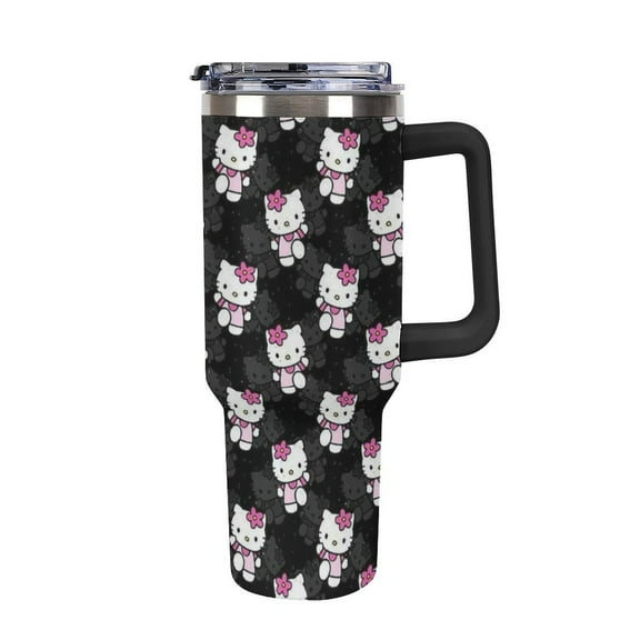 Hello Kitty 40 Oz Tumbler with Handle And Straw, Vacuum Insulated Stainless Steel Double Wall Water Bottle Travel Coffee Mug, Gifts for Women Boys Girls