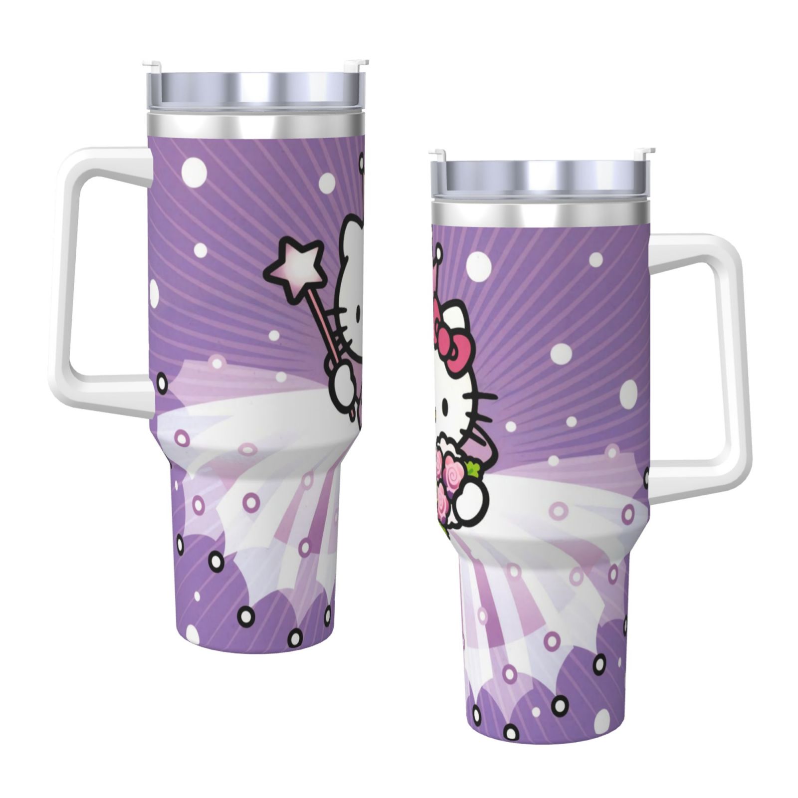 Hello Kitty 40 Oz Tumbler With Handle And Straw Double Wall Stainless