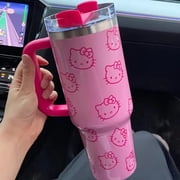 Hello Kitty 40Oz Stainless Steel Insulated Mug with Handle Straw Mugs Thermos Drinks Coke Coffee Mug