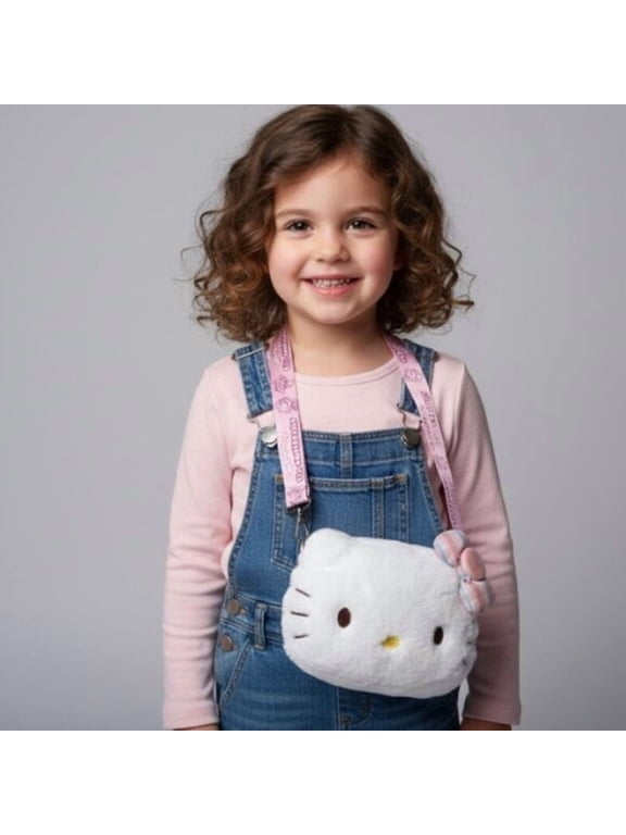 Hello Kitty 45th Anniversary Plush Crossbody Bag White Small Purse Sanrio RARE