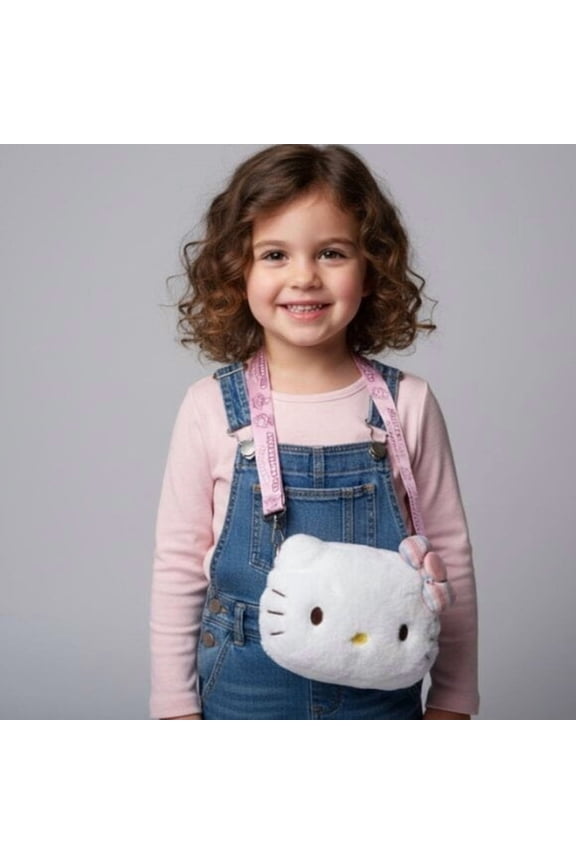 Hello Kitty 45th Anniversary Plush Crossbody Bag White Small Purse Sanrio RARE