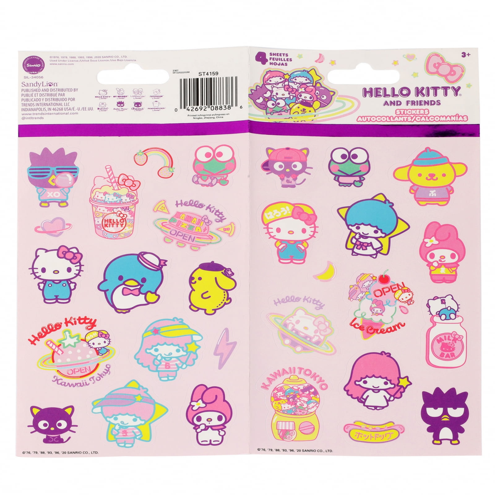 Hello Kitty 4pc Cute Sticker Sheets Kids Art Supplies Ages 3 and Up