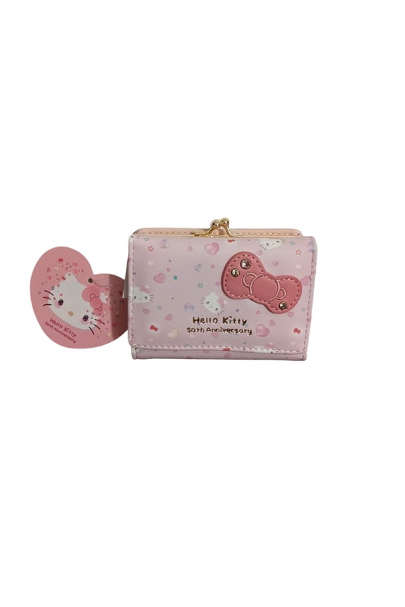 Hello Kitty 50th Anniversary Mini Clasp Wallet Pink Trifold Design