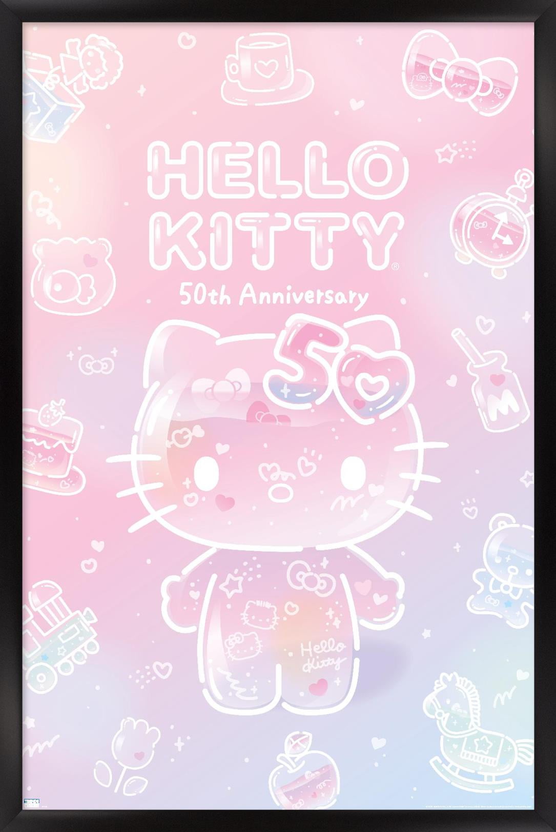 Hello Kitty - 50th Anniversary Wall Poster, 22.375" x 34" Framed ...
