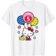 thumbnail image 1 of Hello Kitty 5th 6th 7th Birthday Party Balloon DTG Print Unisex T-Shirt,White 5 Color,Size YXL, 1 of 5