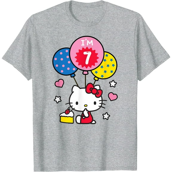 Hello Kitty 5th 6th 7th Birthday Party Balloon DTG Print Unisex T-Shirt
