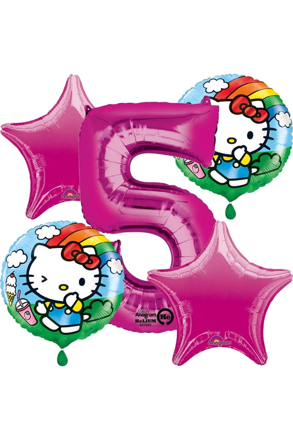 Hello Kitty 5th Birthday Foil Balloon Bouquet
