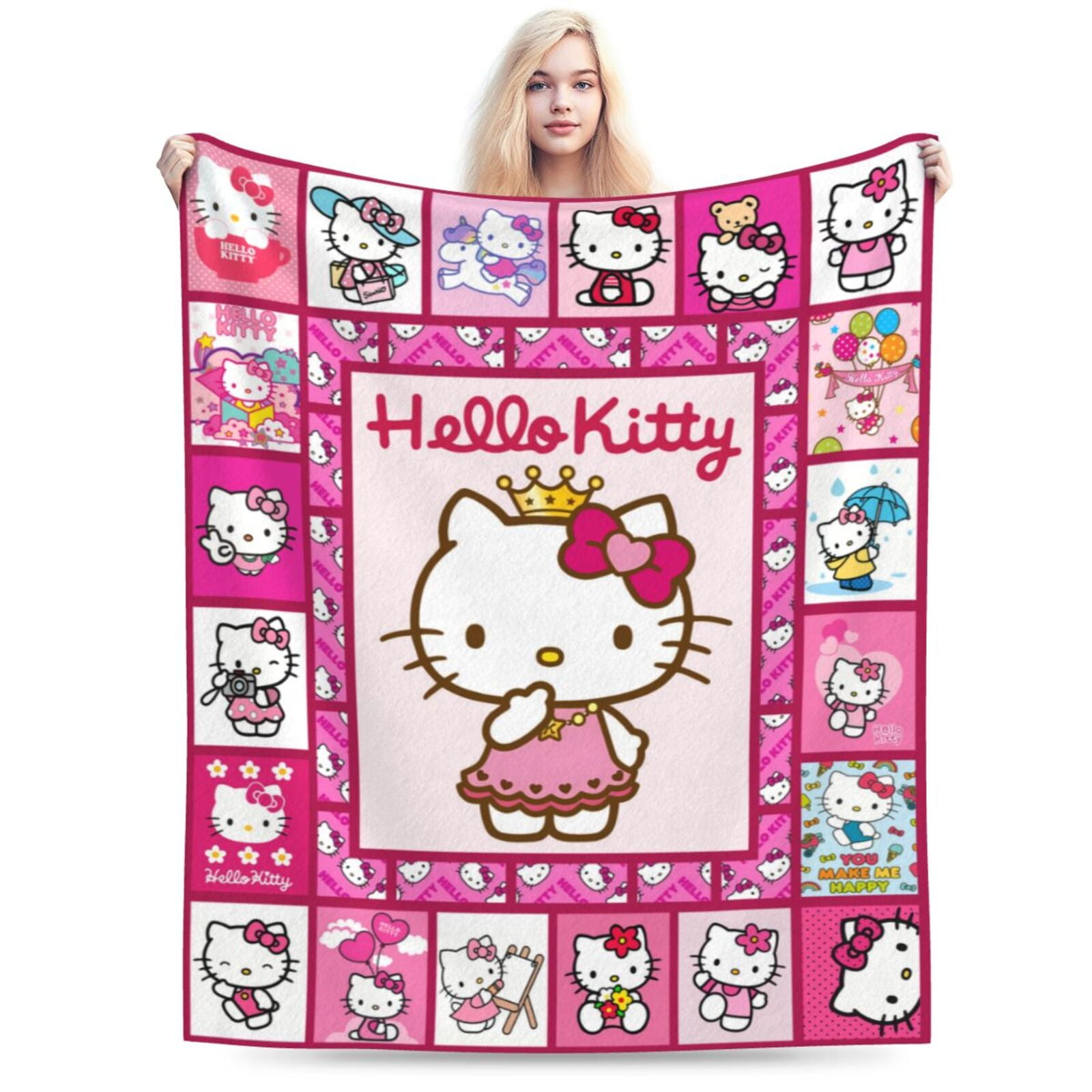 Hello Kitty(81) Throw Blanket 50"x40" Super Soft Flannel Fuzzy Sherpa ...