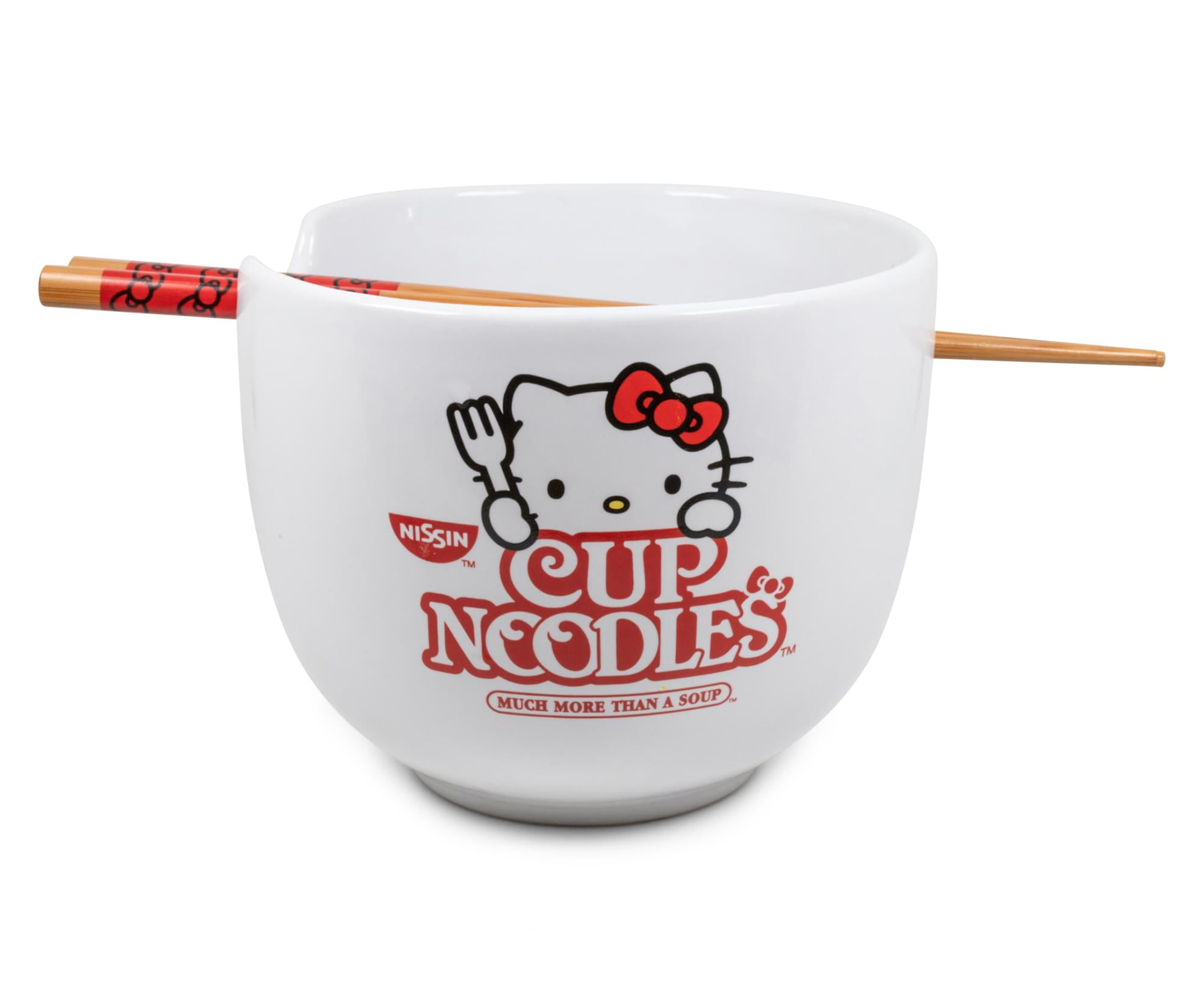 Hello Kitty 830858 Hello Kitty Noodles Ramen Cup Bowl with Chopsticks, White - Ceramic