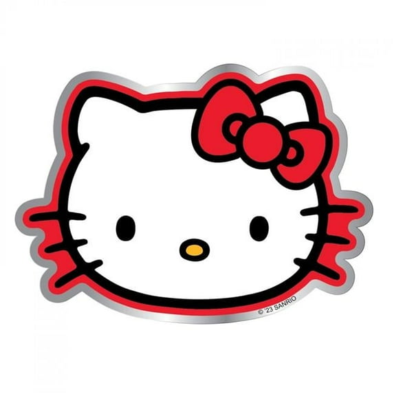 Hello Kitty 875068 Hello Kitty Classic Cute Aluminum Car Decal, White